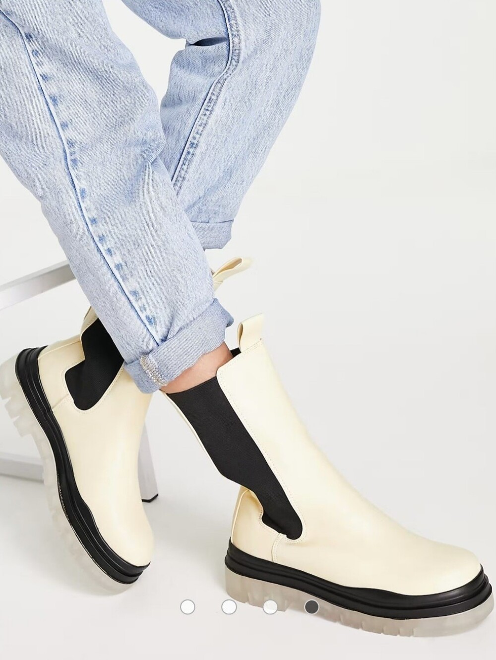 Public Desire Wide Fit Winter translucent sole boots in cream